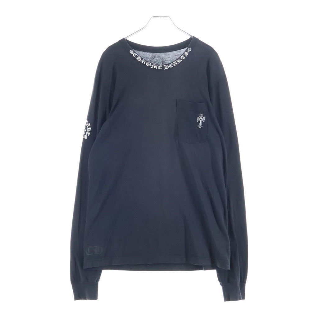 CHROME HEARTS(クロムハーツ) CH L/S /1 バックCHクロスネックロゴプリント長袖カットソー ブラック/ホワイト