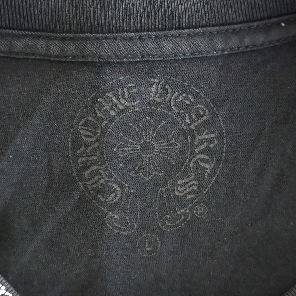 CHROME HEARTS(クロムハーツ) CH L/S /1 バックCHクロスネックロゴプリント長袖カットソー ブラック/ホワイト