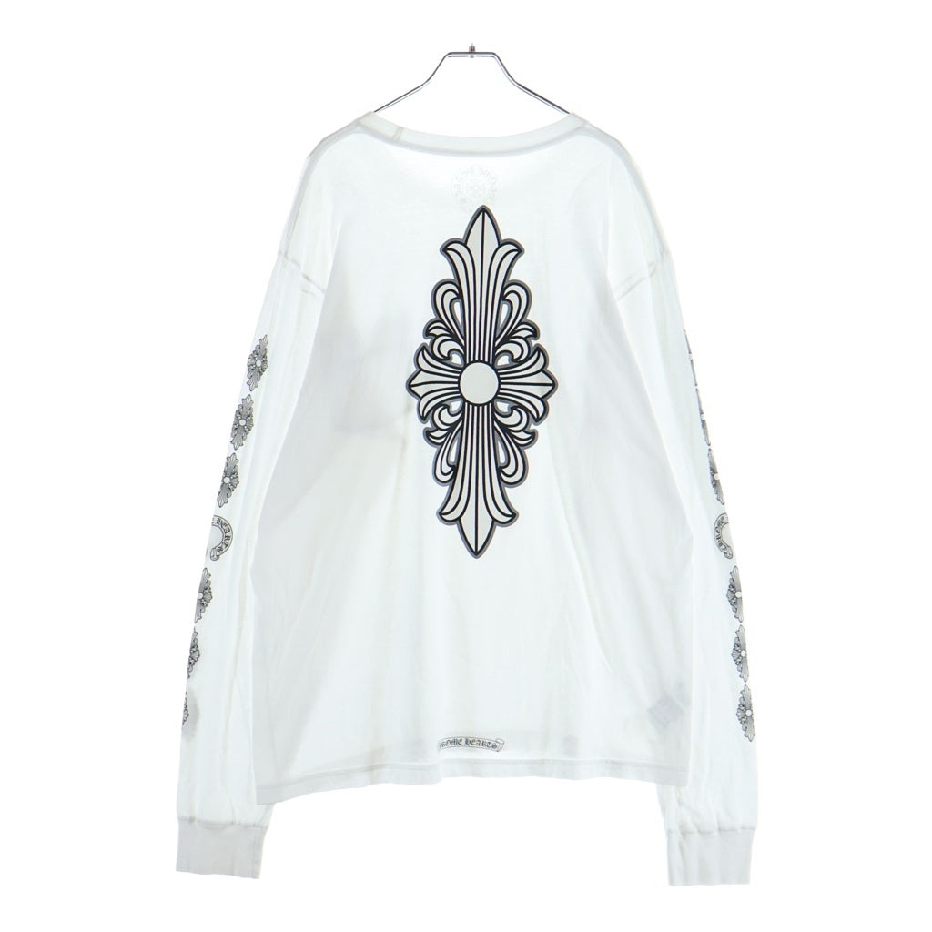 CHROME HEARTS(クロムハーツ) CH L/S バック フローラルクロスプリント 長袖Tシャツカットソー ブラック/ホワイト