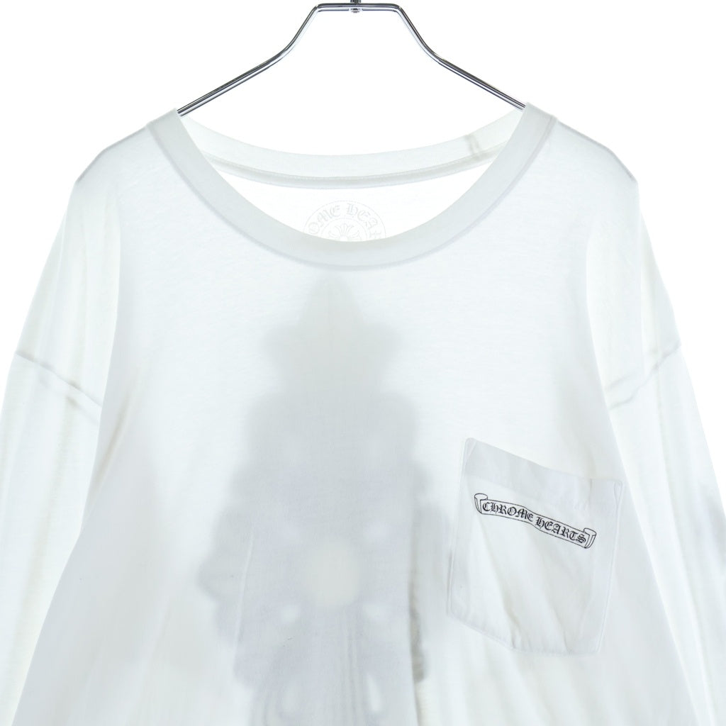 CHROME HEARTS(クロムハーツ) CH L/S バック フローラルクロスプリント 長袖Tシャツカットソー ブラック/ホワイト