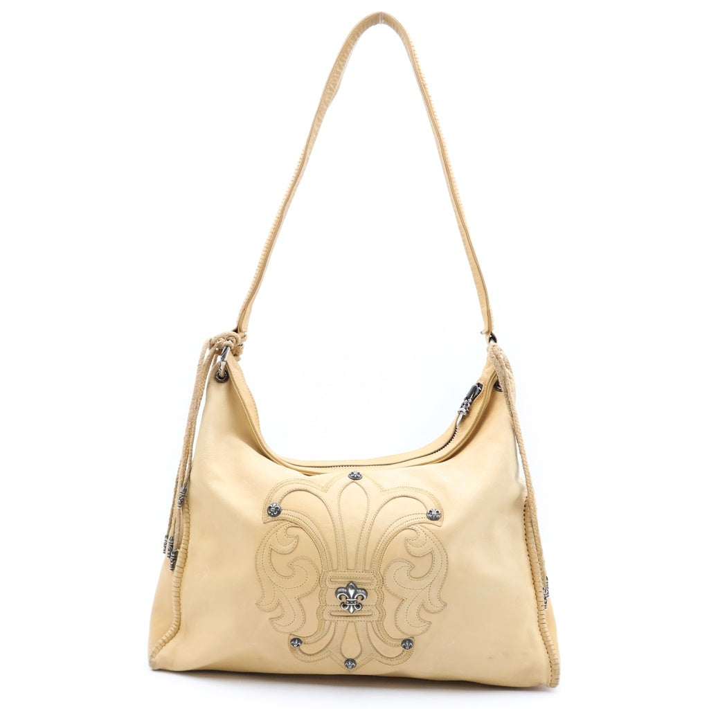 CHROME HEARTS(クロムハーツ) BOLO BSフレア装飾レザーショルダーバッグ ベージュ/シルバー レディース