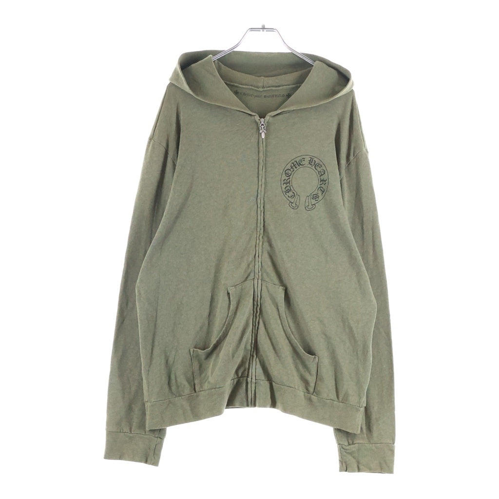 CHROME HEARTS(クロムハーツ) OLD SWTSHRT HD ZIP バックセメタリープリントジップパーカー カーキ