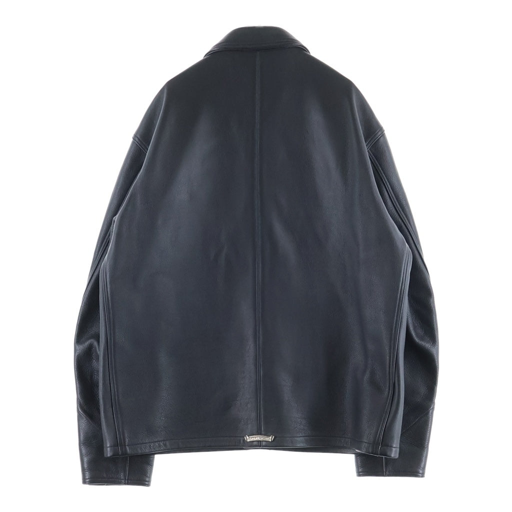CHROME HEARTS(クロムハーツ) SOAP ON A ROPE LEATHER JACKET ソープオンアロープ クロスボールボタンレザージャケット カバーオール ブラック