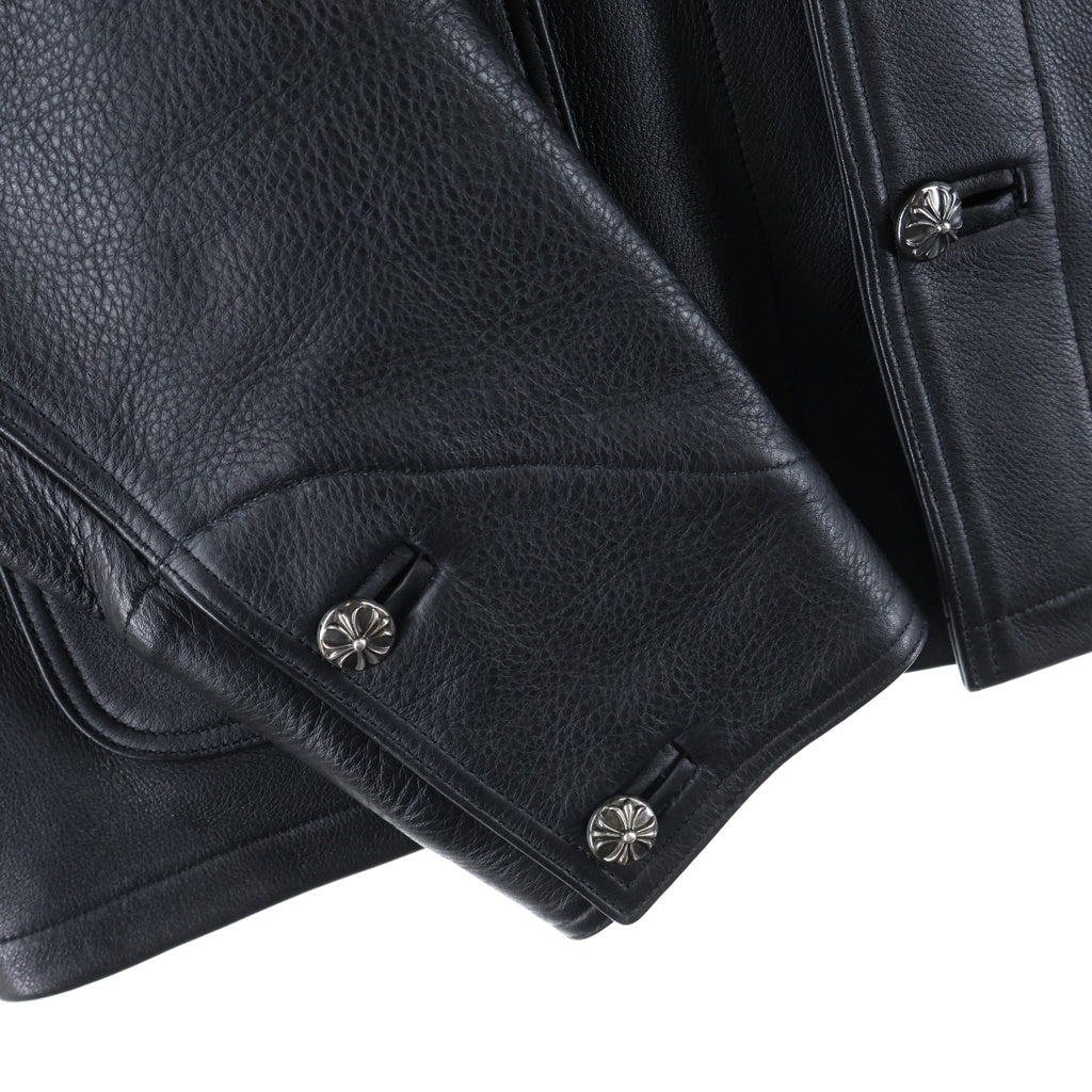 CHROME HEARTS(クロムハーツ) SOAP ON A ROPE LEATHER JACKET ソープオンアロープ クロスボールボタンレザージャケット カバーオール ブラック