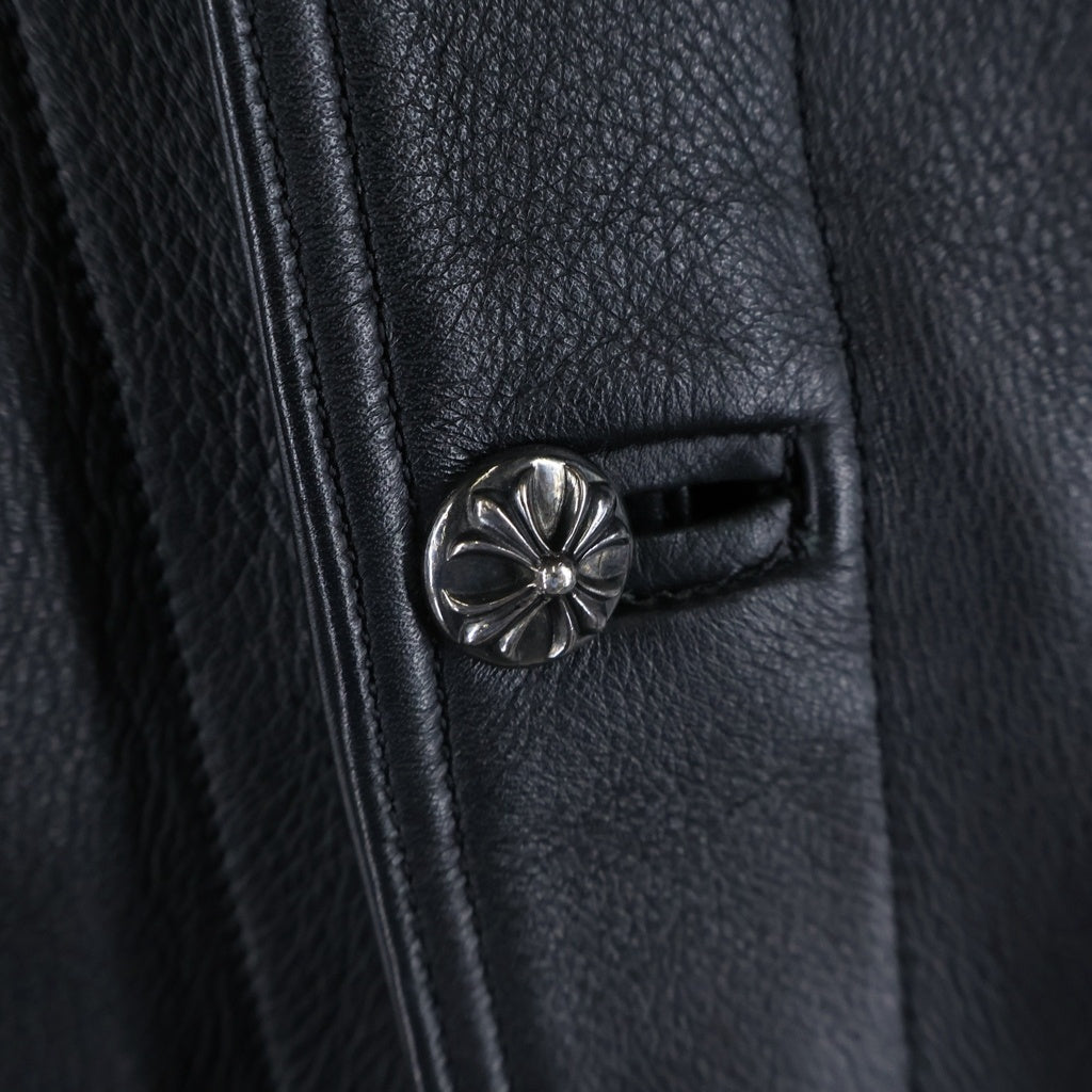 CHROME HEARTS(クロムハーツ) SOAP ON A ROPE LEATHER JACKET ソープオンアロープ クロスボールボタンレザージャケット カバーオール ブラック