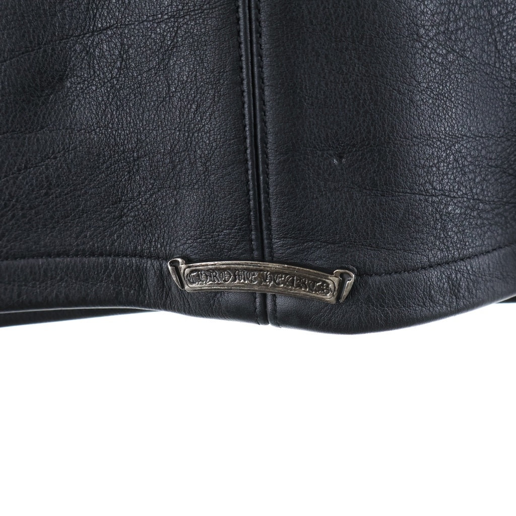 CHROME HEARTS(クロムハーツ) SOAP ON A ROPE LEATHER JACKET ソープオンアロープ クロスボールボタンレザージャケット カバーオール ブラック