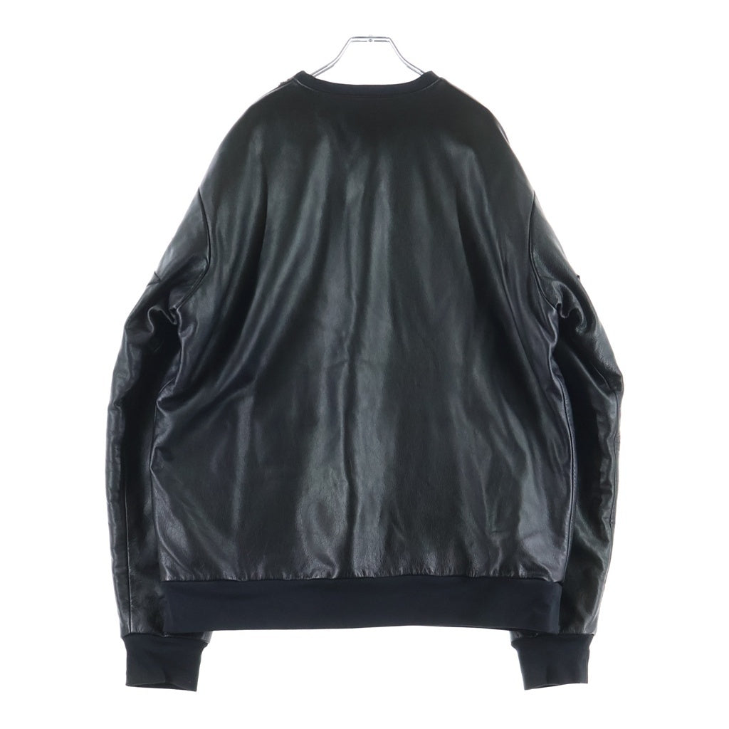 CHROME HEARTS(クロムハーツ) STAR PATCH LEATHER SWTSHRT スターパッチ付きクロスボールショルダージップレザースウェット ブラック
