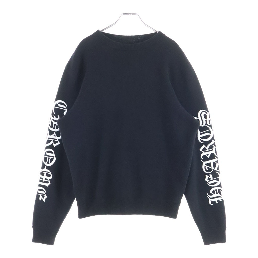 CHROME HEARTS(クロムハーツ) U LIFE SENTENCE 袖英字刺繍カシミアニット ブラック/ホワイト