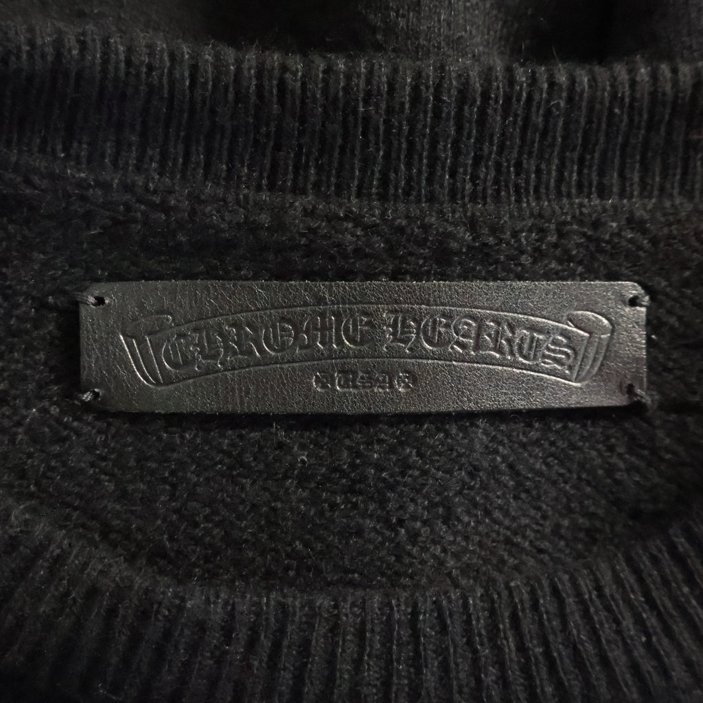 CHROME HEARTS(クロムハーツ) U LIFE SENTENCE 袖英字刺繍カシミアニット ブラック/ホワイト
