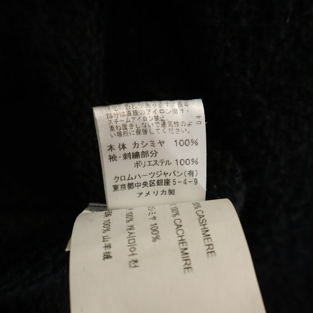 CHROME HEARTS(クロムハーツ) U LIFE SENTENCE 袖英字刺繍カシミアニット ブラック/ホワイト