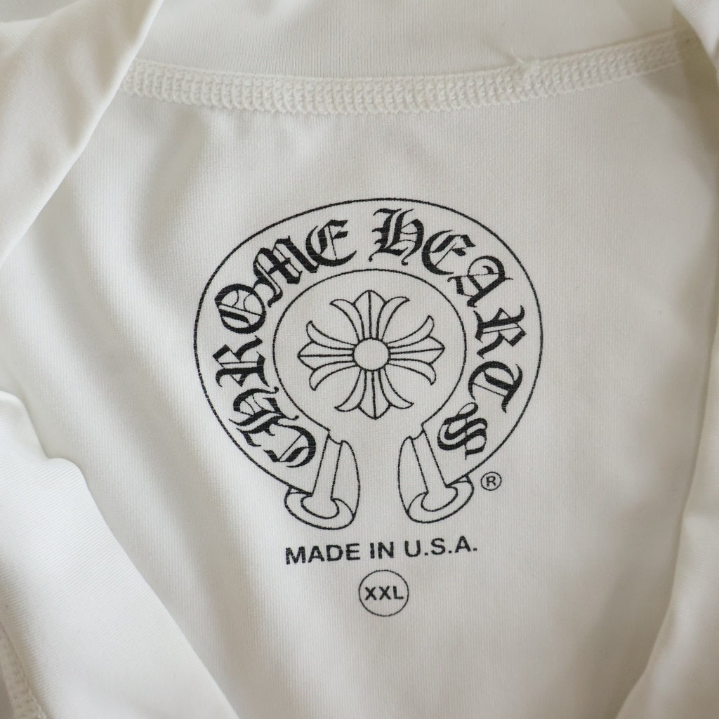 CHROME HEARTS(クロムハーツ) ホースシュー CHプラス オールイングリッシュ ロングスリーブカットソー ラッシュガード 長袖Tシャツ ホワイト/ブラック