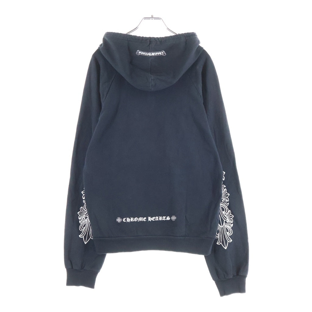 CHROME HEARTS(クロムハーツ) OLD SWTSHRT HD ZIP 袖フローラルホースシュープリントジップパーカー ブラック/ホワイト