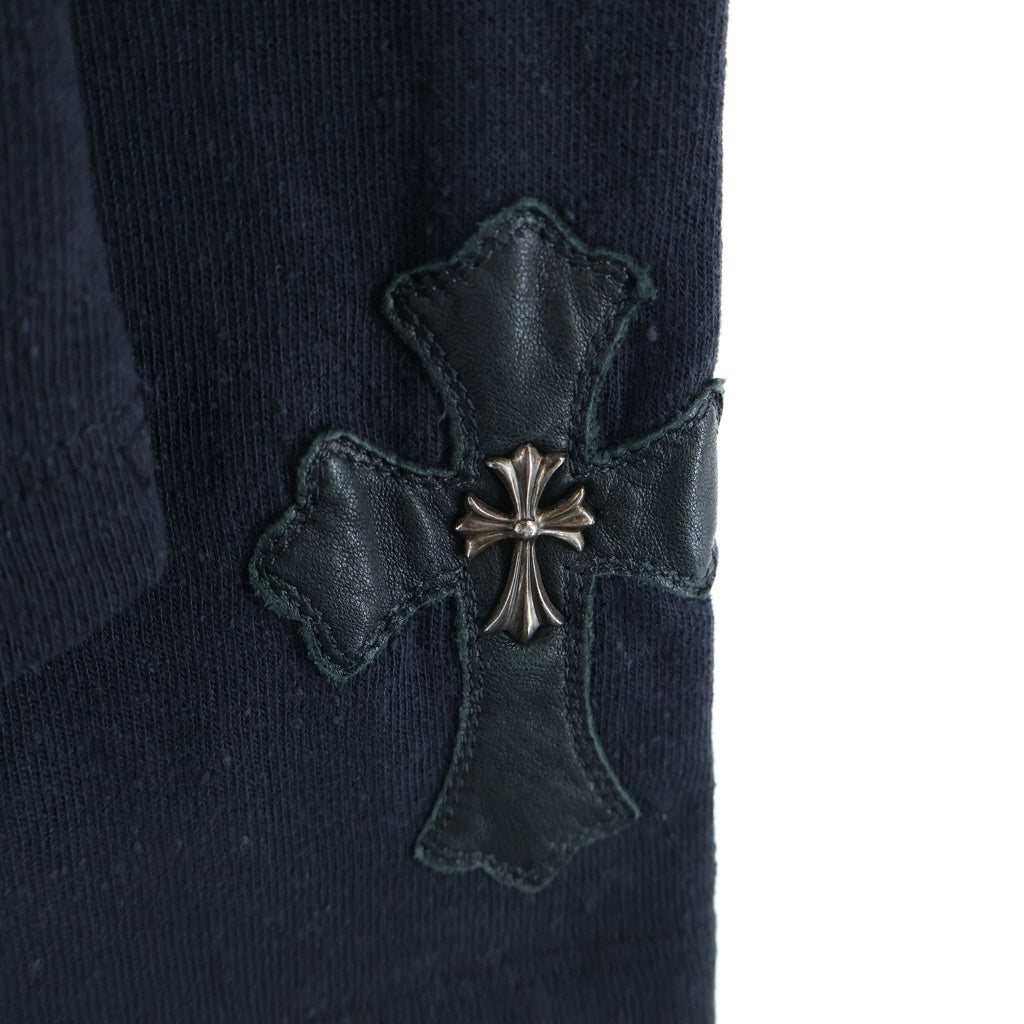 CHROME HEARTS(クロムハーツ) CROSS PATCH SWTSHRT HD HALF-ZIP 袖タイニーCHクロスパッチ付きハーフジップパーカー ブラック