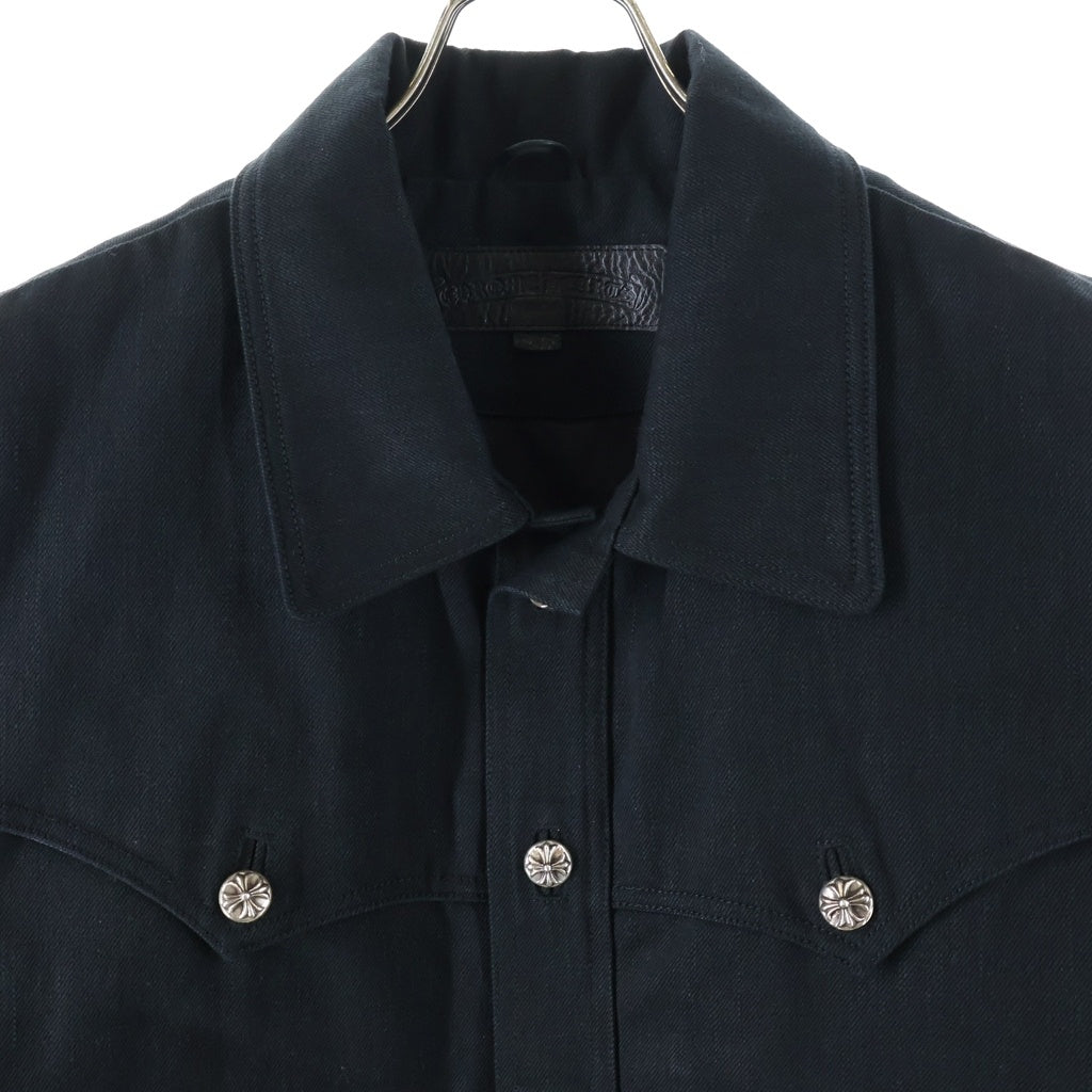 CHROME HEARTS(クロムハーツ) CLASSIC JEAN クラシックジーン 袖フローラルレザーパッチクロスボールボタンデニムジャケット ブラック/レッド
