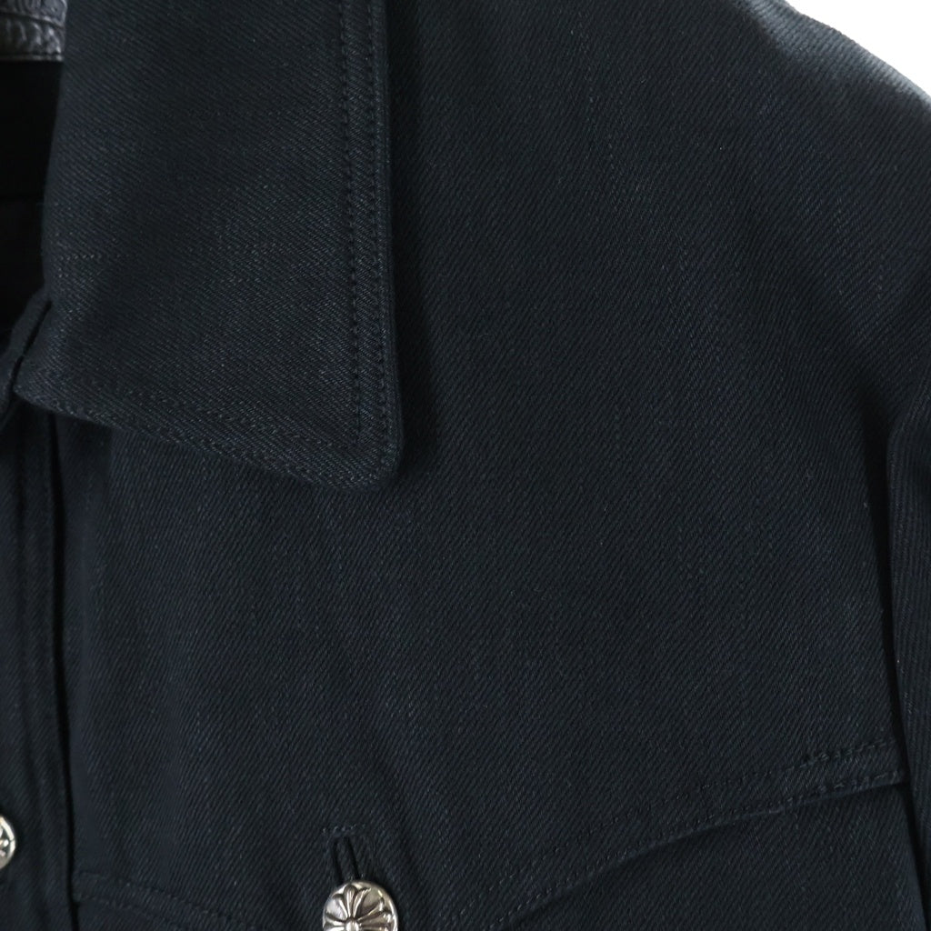 CHROME HEARTS(クロムハーツ) CLASSIC JEAN クラシックジーン 袖フローラルレザーパッチクロスボールボタンデニムジャケット ブラック/レッド
