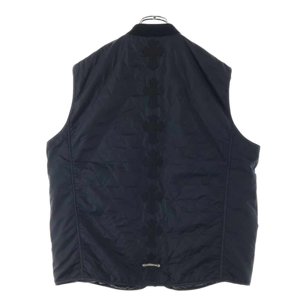 CHROME HEARTS(クロムハーツ) PAPA VEST パパ ベスト セメタリークロスレザーパッチキルティングベスト ブラック
