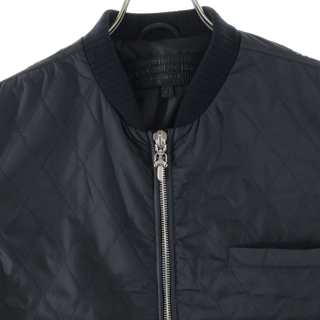 CHROME HEARTS(クロムハーツ) PAPA VEST パパ ベスト セメタリークロスレザーパッチキルティングベスト ブラック