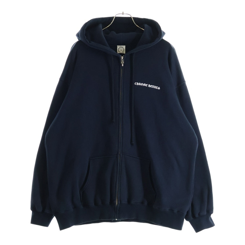 CHROME HEARTS(クロムハーツ) OLD THRML SWTSHRT HD ZIP CH PLUS 袖CHプラスプリント ジップアップ サーマルパーカー ブラック/ホワイト