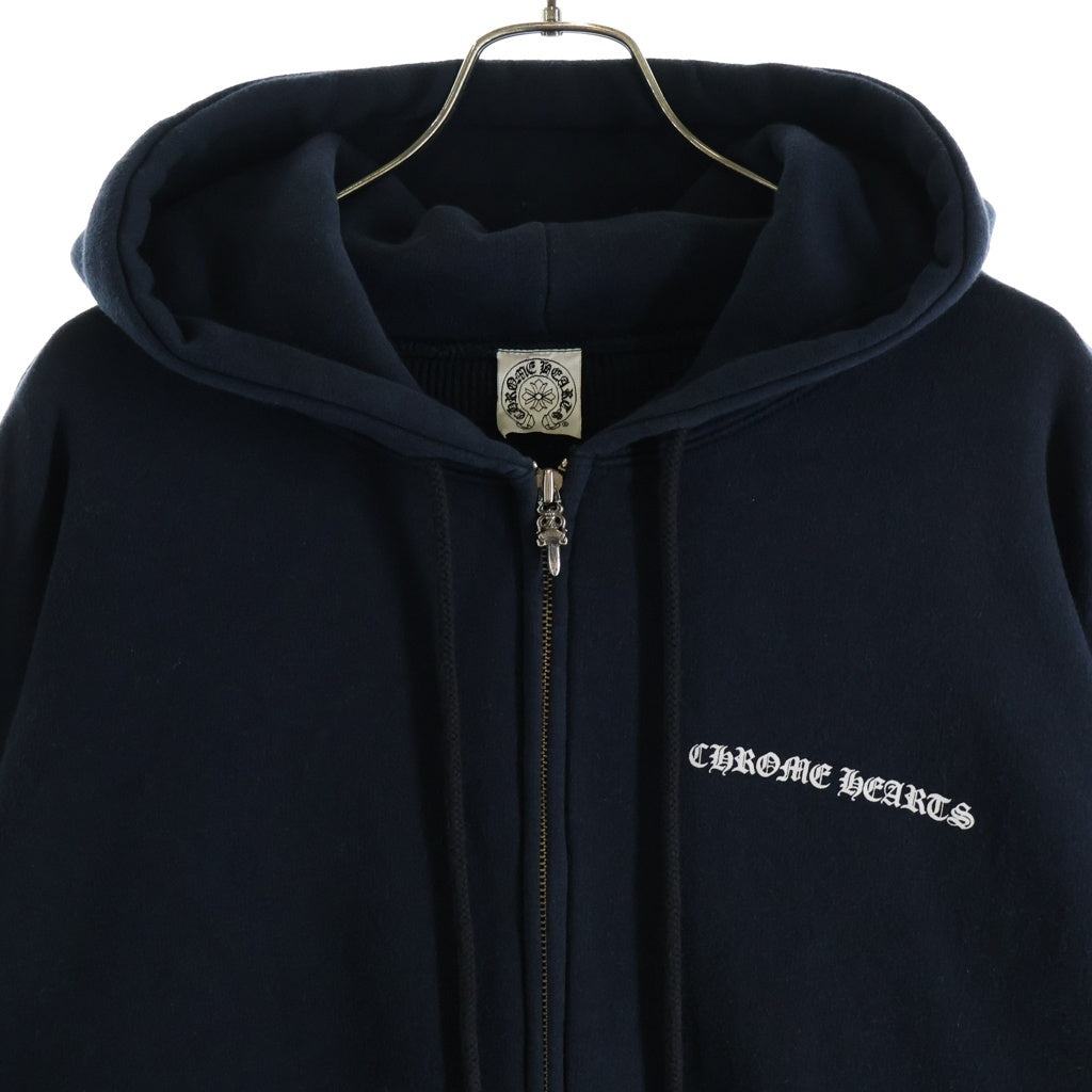 CHROME HEARTS(クロムハーツ) OLD THRML SWTSHRT HD ZIP CH PLUS 袖CHプラスプリント ジップアップ サーマルパーカー ブラック/ホワイト