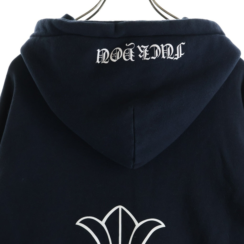 CHROME HEARTS(クロムハーツ) OLD THRML SWTSHRT HD ZIP CH PLUS 袖CHプラスプリント ジップアップ サーマルパーカー ブラック/ホワイト