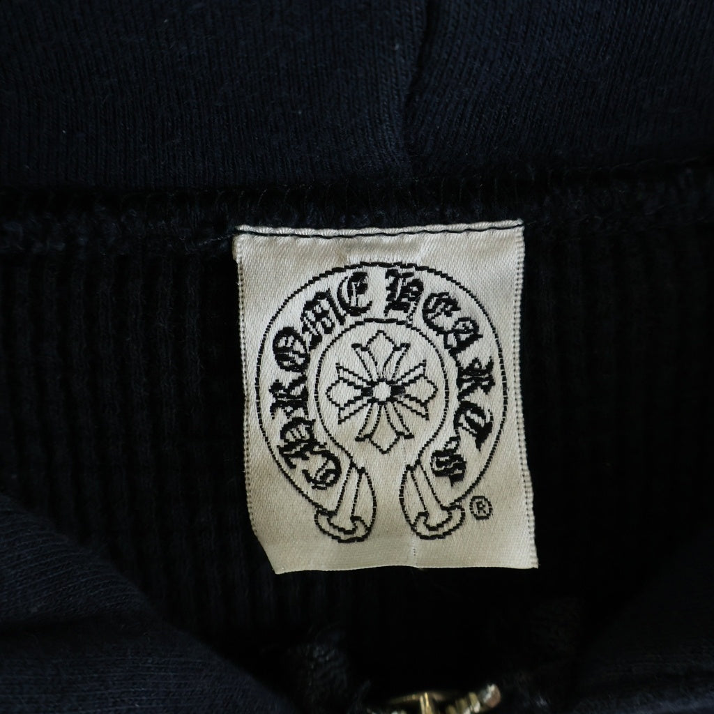 CHROME HEARTS(クロムハーツ) OLD THRML SWTSHRT HD ZIP CH PLUS 袖CHプラスプリント ジップアップ サーマルパーカー ブラック/ホワイト