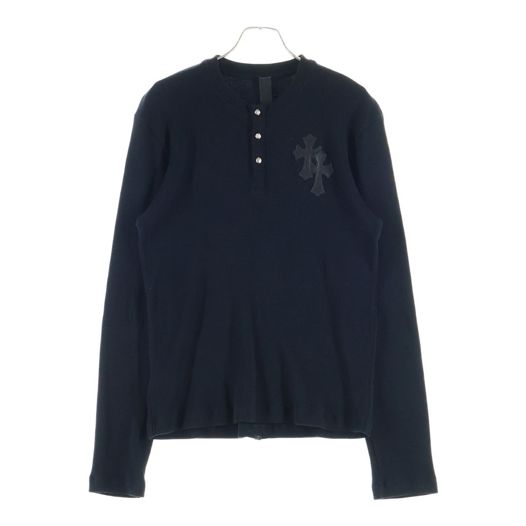 CHROME HEARTS(クロムハーツ) Y NOT クロスボールパッチ付きヘンリーネックサーマル長袖カットソー ブラック