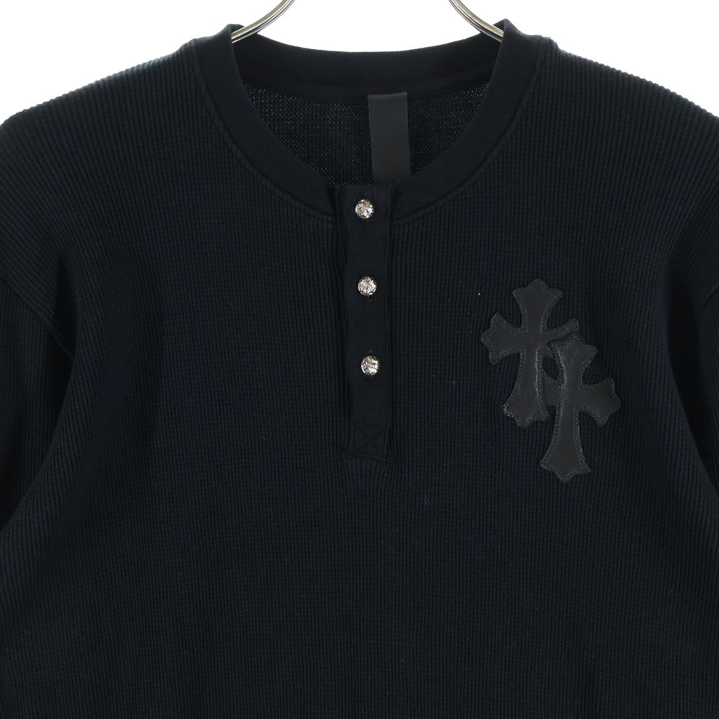 CHROME HEARTS(クロムハーツ) Y NOT クロスボールパッチ付きヘンリーネックサーマル長袖カットソー ブラック