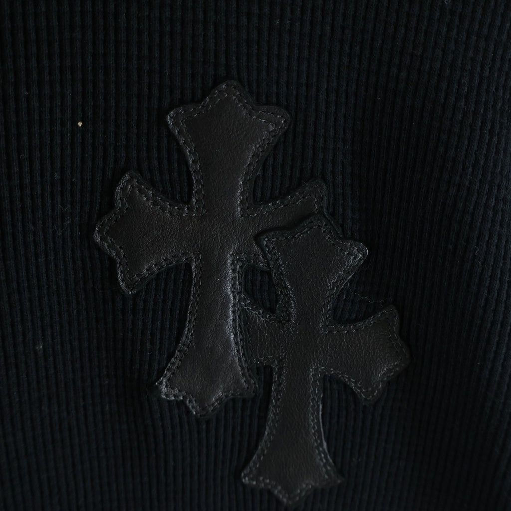CHROME HEARTS(クロムハーツ) Y NOT クロスボールパッチ付きヘンリーネックサーマル長袖カットソー ブラック