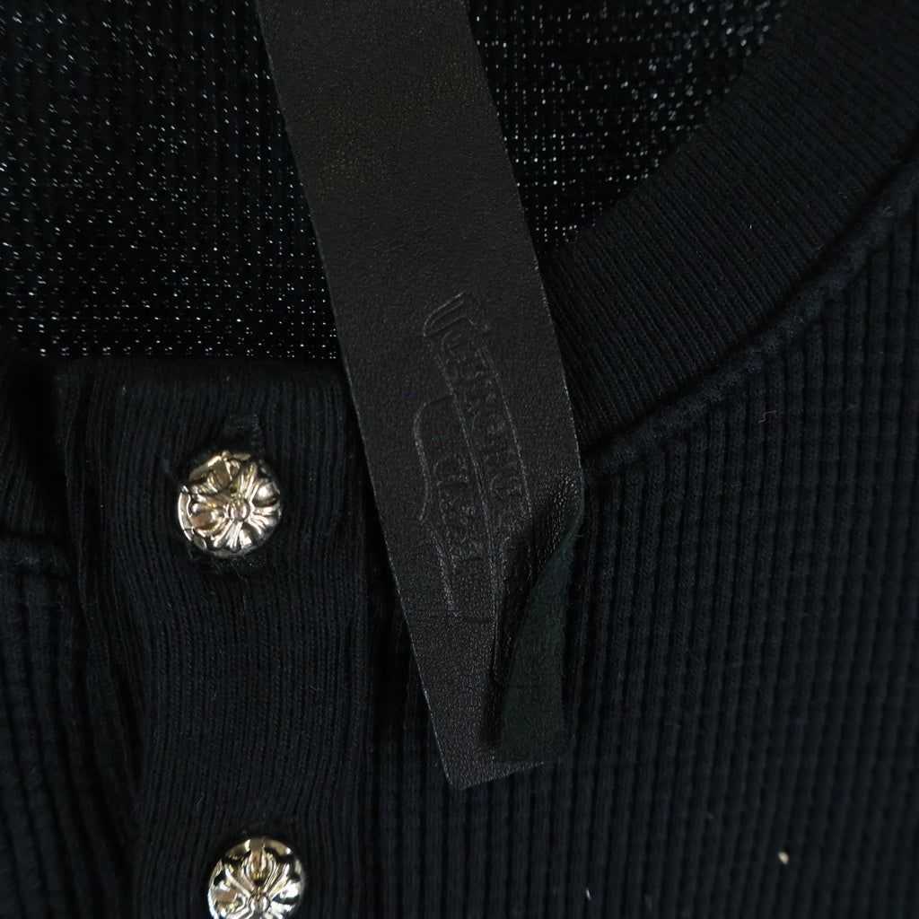 CHROME HEARTS(クロムハーツ) Y NOT クロスボールパッチ付きヘンリーネックサーマル長袖カットソー ブラック