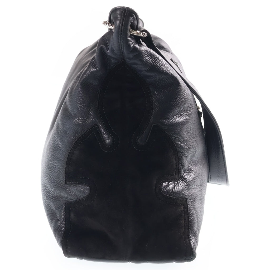 CHROME HEARTS(クロムハーツ) LITLLE LYON LEATHER リトルリヨン ラージクロス装飾レザーショルダーバッグ ブラック レディース