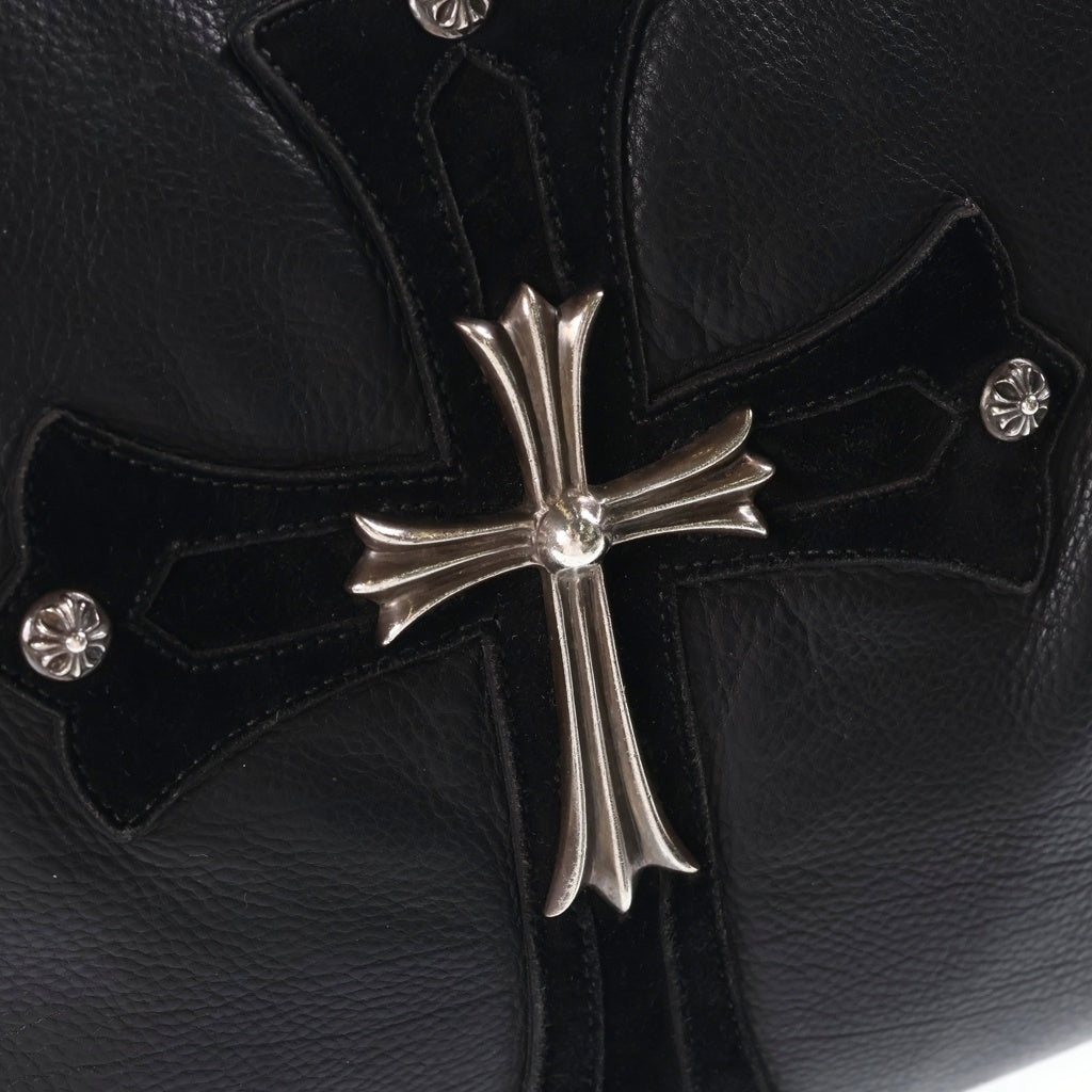 CHROME HEARTS(クロムハーツ) LITLLE LYON LEATHER リトルリヨン ラージクロス装飾レザーショルダーバッグ ブラック レディース