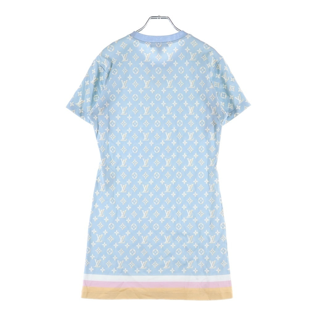 LOUIS VUITTON(ルイヴィトン) 23AW ネックチェーンモノグラムコットン 半袖ワンピース レディース ブルー/ホワイト RW232D CBA FPJD16 ー