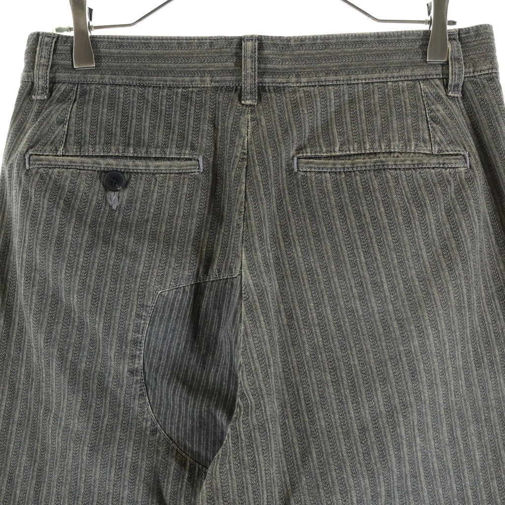 ENFANTS RICHES DEPRIMES(アンファンリッシュデプリメ) ANTIQUE TROUSERS PATCH WORK RAILROAD STRIPE ストレートレッグワークパンツ ー