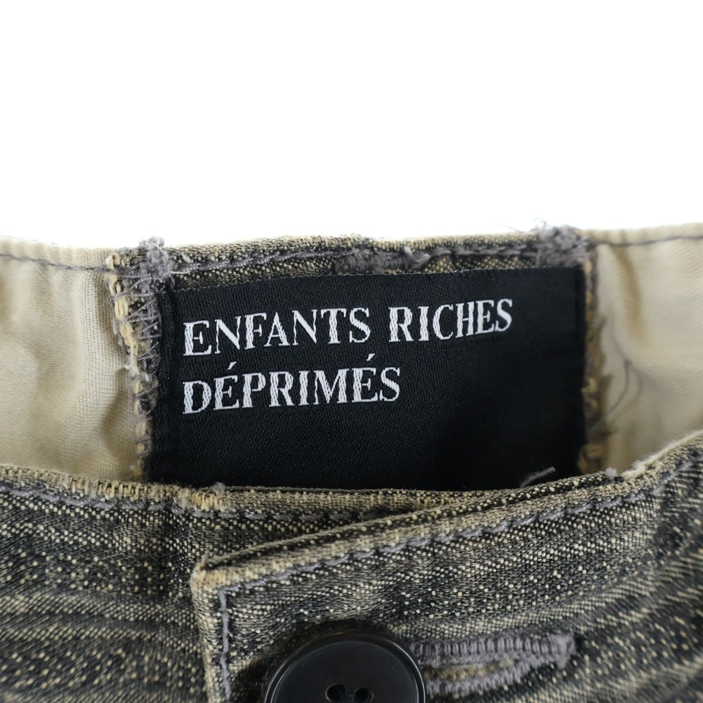 ENFANTS RICHES DEPRIMES(アンファンリッシュデプリメ) ANTIQUE TROUSERS PATCH WORK RAILROAD STRIPE ストレートレッグワークパンツ ー