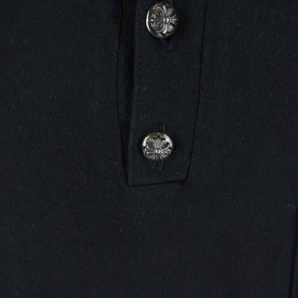CHROME HEARTS(クロムハーツ) LS HNLY クロスボタン CHプラスパッチ ヘンリーネック 長袖Tシャツ カットソー ブラック
