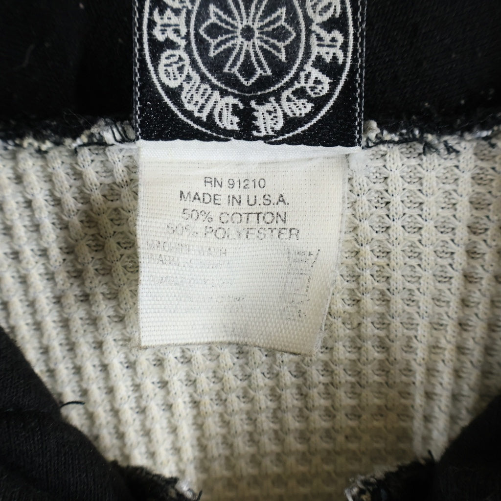 CHROME HEARTS(クロムハーツ) OLD THERMAL SWTSHRT HD ZIP 袖フローラル バックホースシュープリントサーマルジップパーカー ブラック