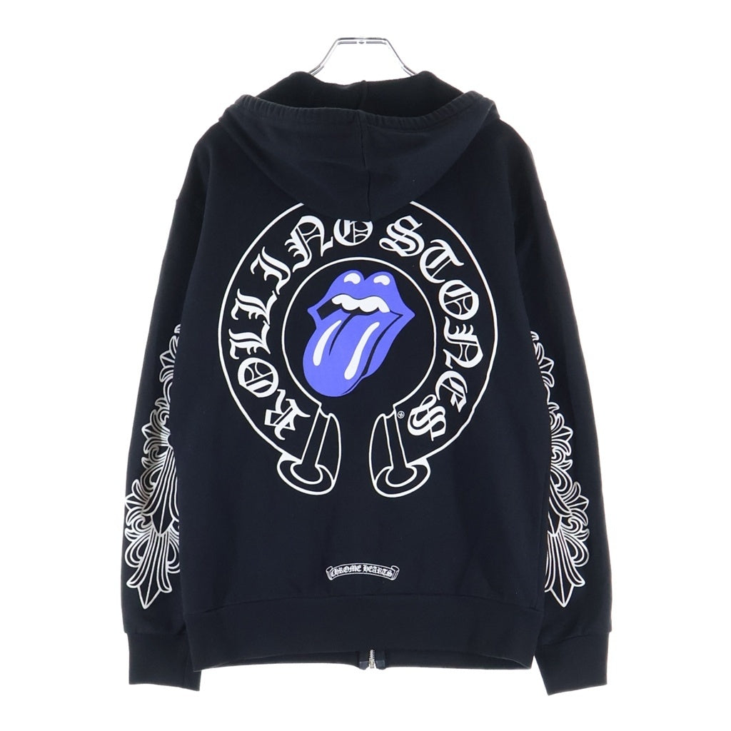 CHROME HEARTS(クロムハーツ) LIP TONGUE FLORAL SWTSHRT HD ZIP リップアンドタンフローラルプリントジップアップパーカー ブラック/ブルー