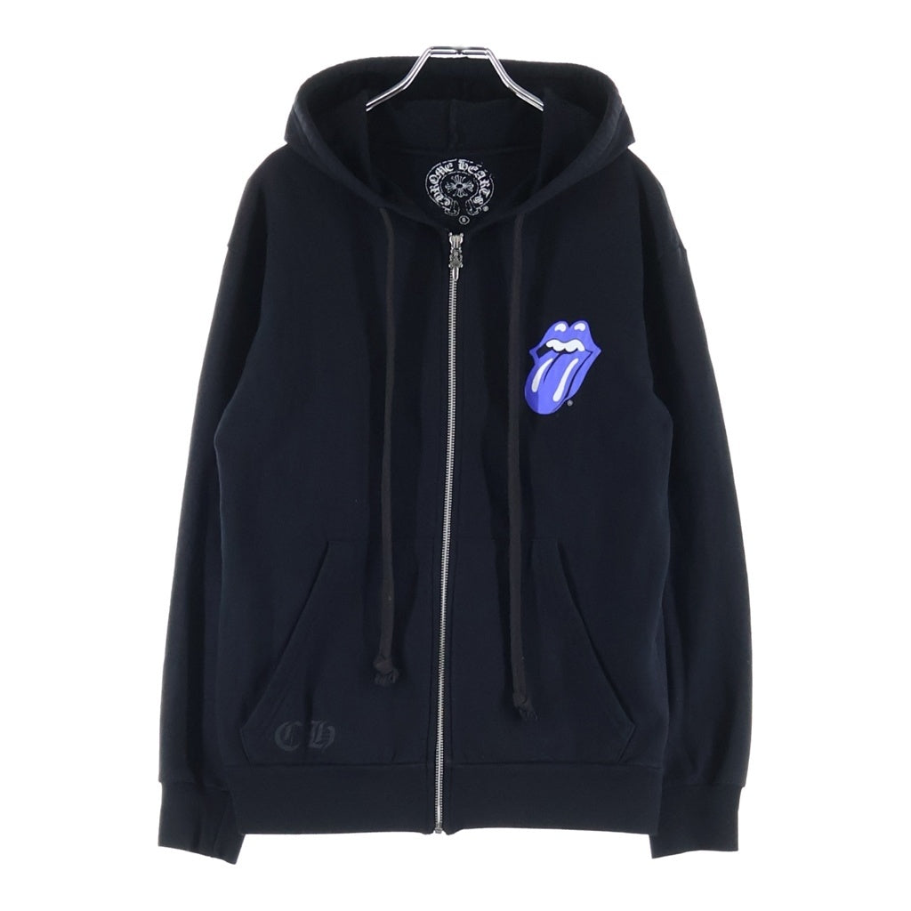 CHROME HEARTS(クロムハーツ) LIP TONGUE FLORAL SWTSHRT HD ZIP リップアンドタンフローラルプリントジップアップパーカー ブラック/ブルー