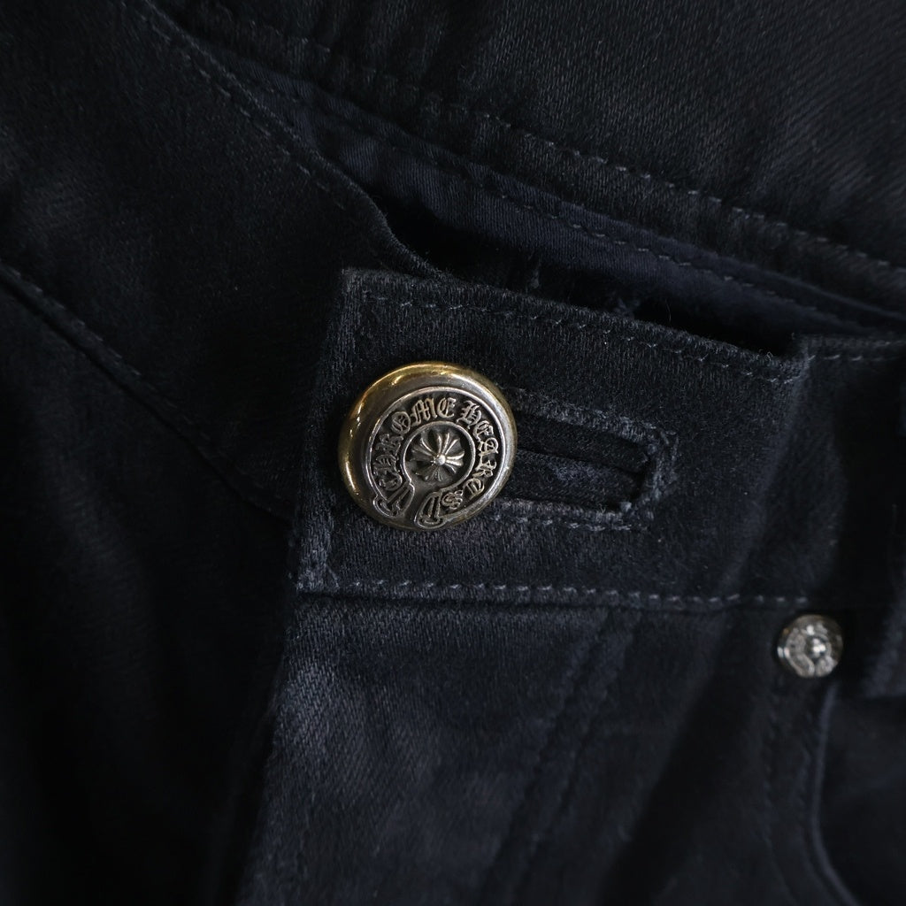 CHROME HEARTS(クロムハーツ) OLD FLEURKNEE DAGGER ZIP PANTS オールド ダガージップ付きフレアニーデニムパンツ ブラック レディース