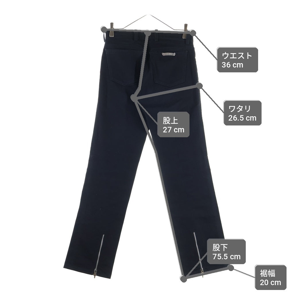 CHROME HEARTS(クロムハーツ) OLD FLEURKNEE DAGGER ZIP PANTS オールド ダガージップ付きフレアニーデニムパンツ ブラック レディース