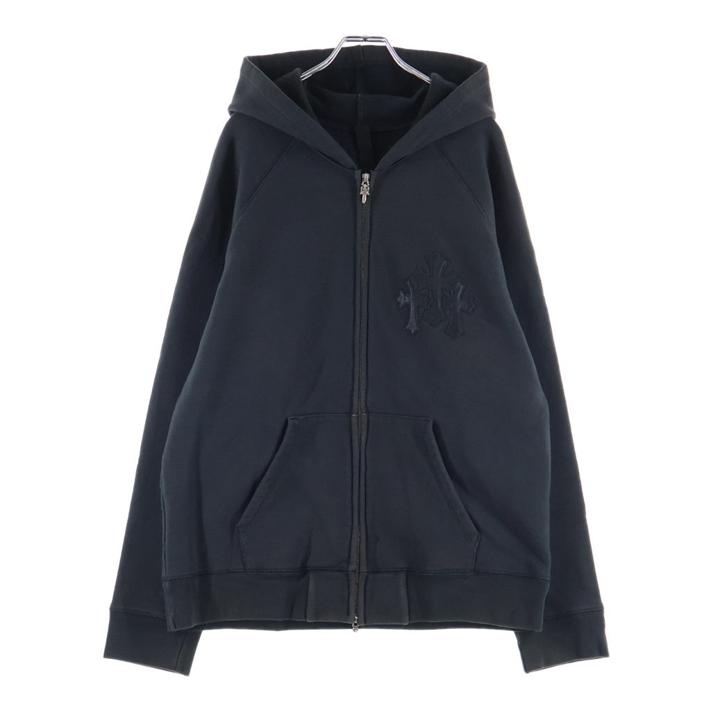 CHROME HEARTS(クロムハーツ) GYN U PAPER JAM HD ZIP ラベル付きクロスパッチジップアップパーカー ブラック/シルバー
