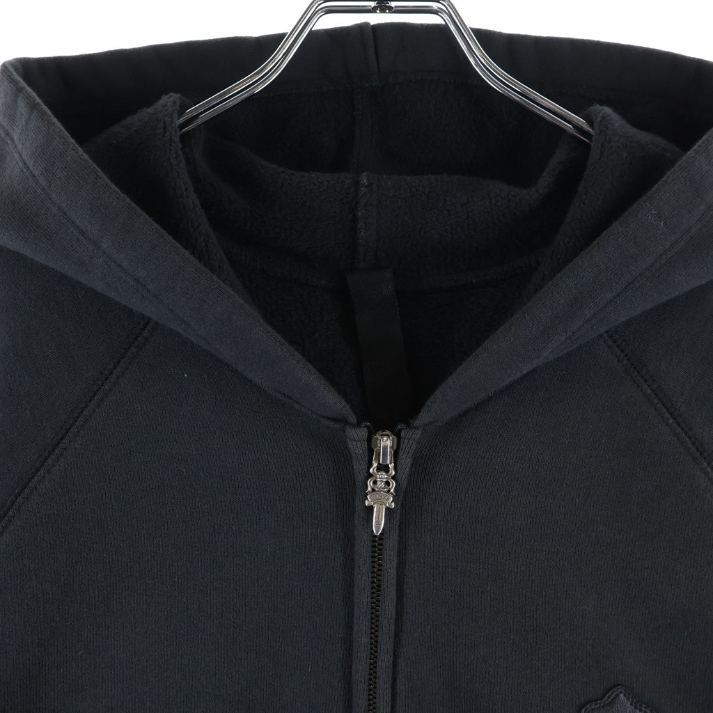 CHROME HEARTS(クロムハーツ) GYN U PAPER JAM HD ZIP ラベル付きクロスパッチジップアップパーカー ブラック/シルバー