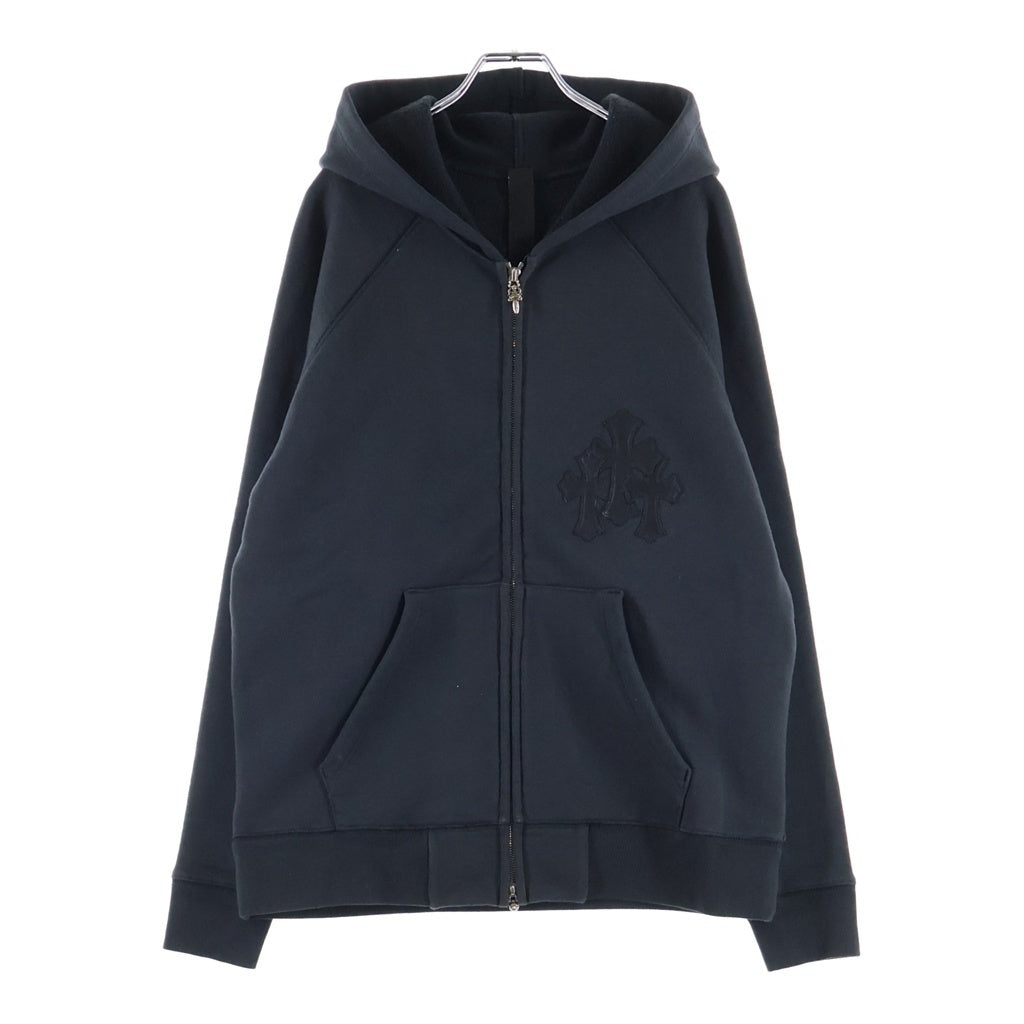 CHROME HEARTS(クロムハーツ) GYN U PAPER JAM HD ZIP ラベル付きクロスパッチジップアップパーカー ブラック/シルバー