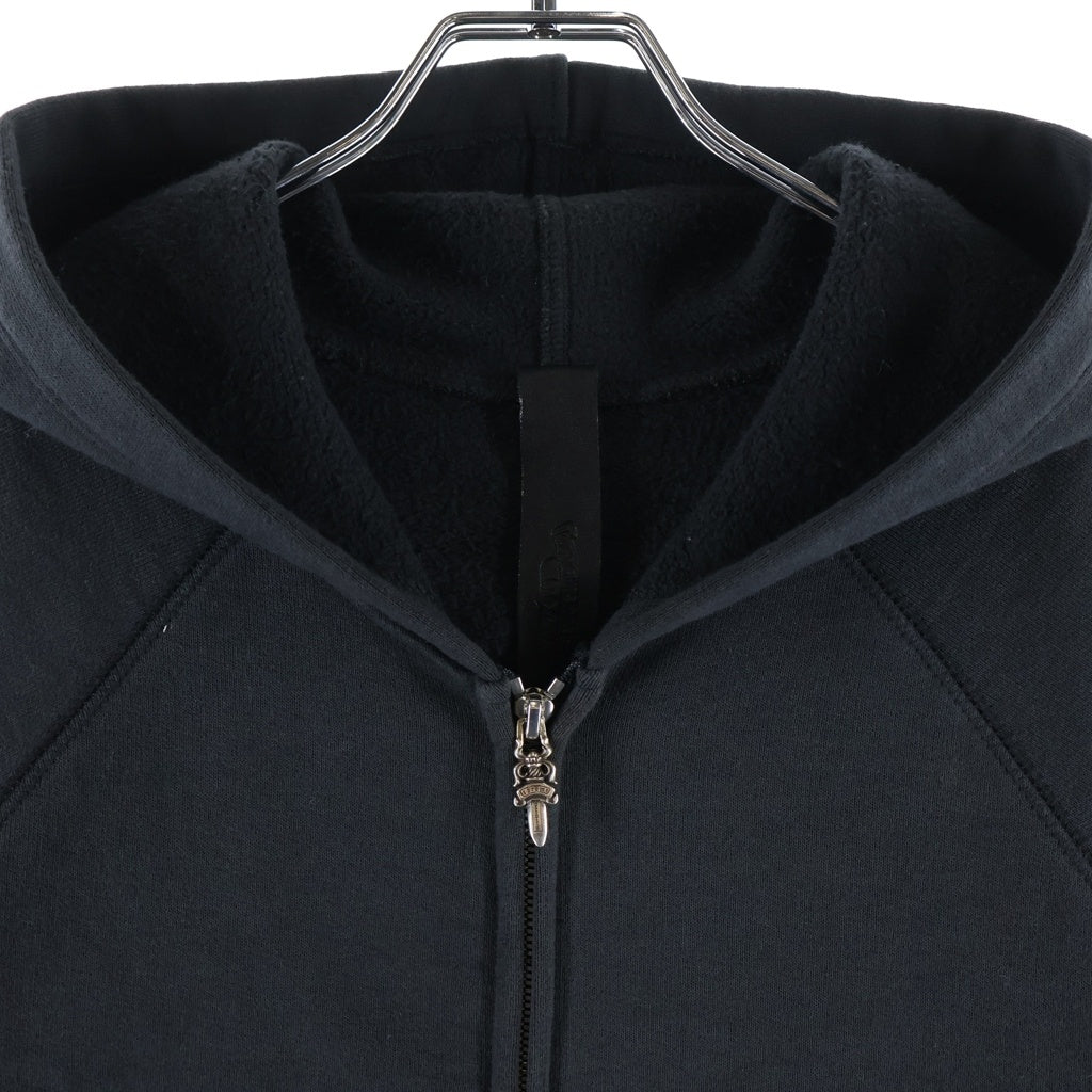 CHROME HEARTS(クロムハーツ) GYN U PAPER JAM HD ZIP ラベル付きクロスパッチジップアップパーカー ブラック/シルバー