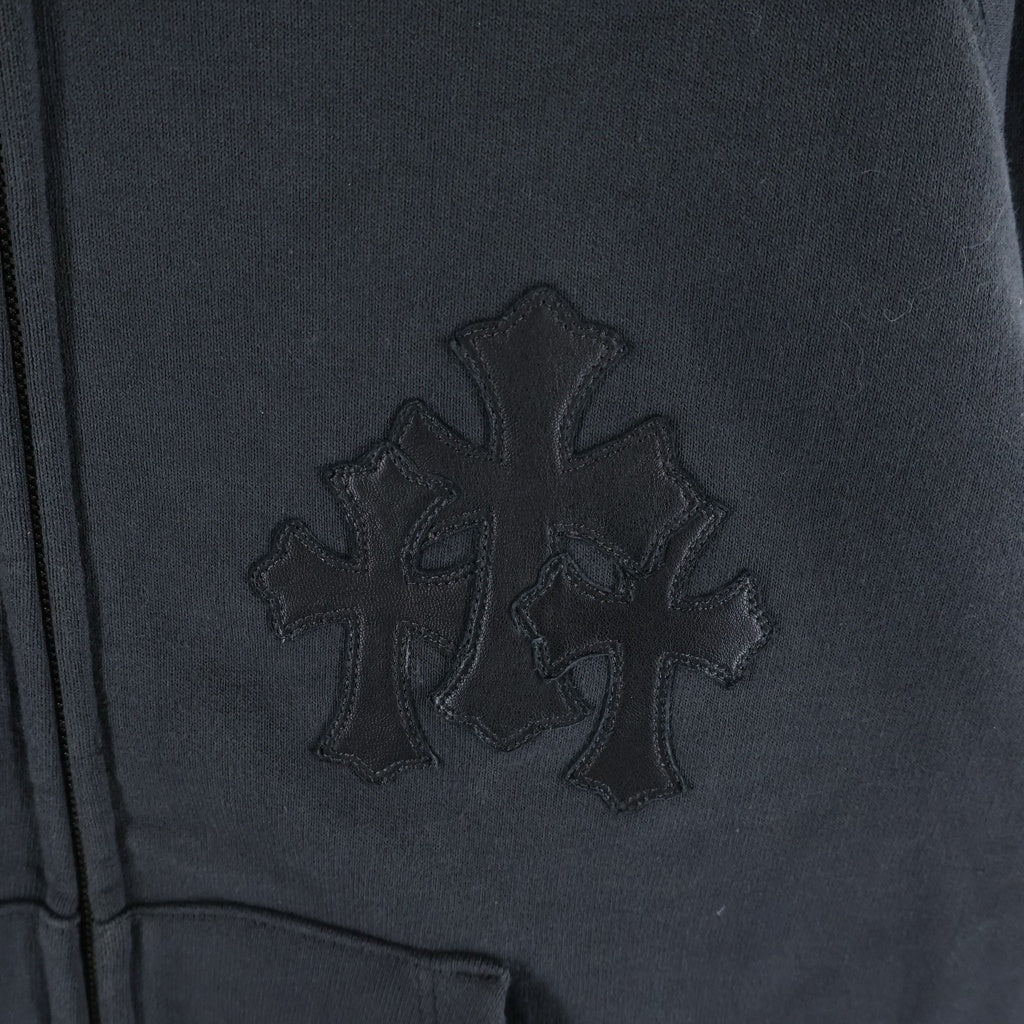 CHROME HEARTS(クロムハーツ) GYN U PAPER JAM HD ZIP ラベル付きクロスパッチジップアップパーカー ブラック/シルバー