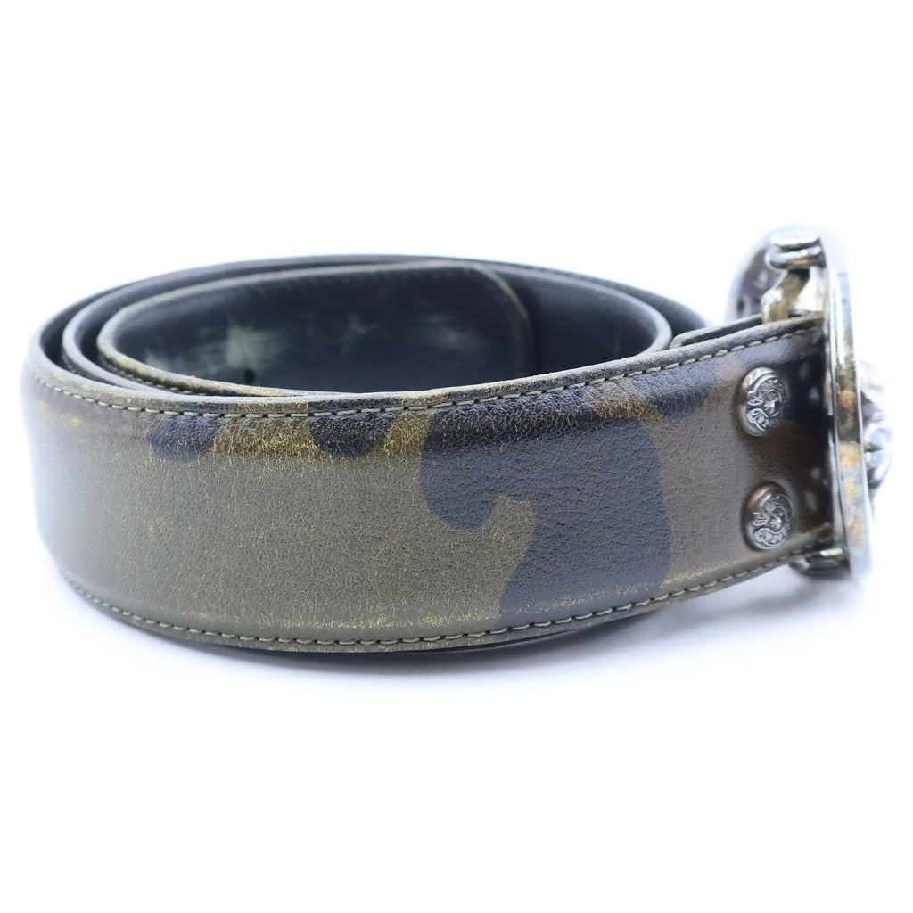 CHROME HEARTS(クロムハーツ) OVAL CROSS STRAP1.5クラシックオーバルクロスバックル タンクカモストラップ レザーベルト シルバー/カモフラージュ