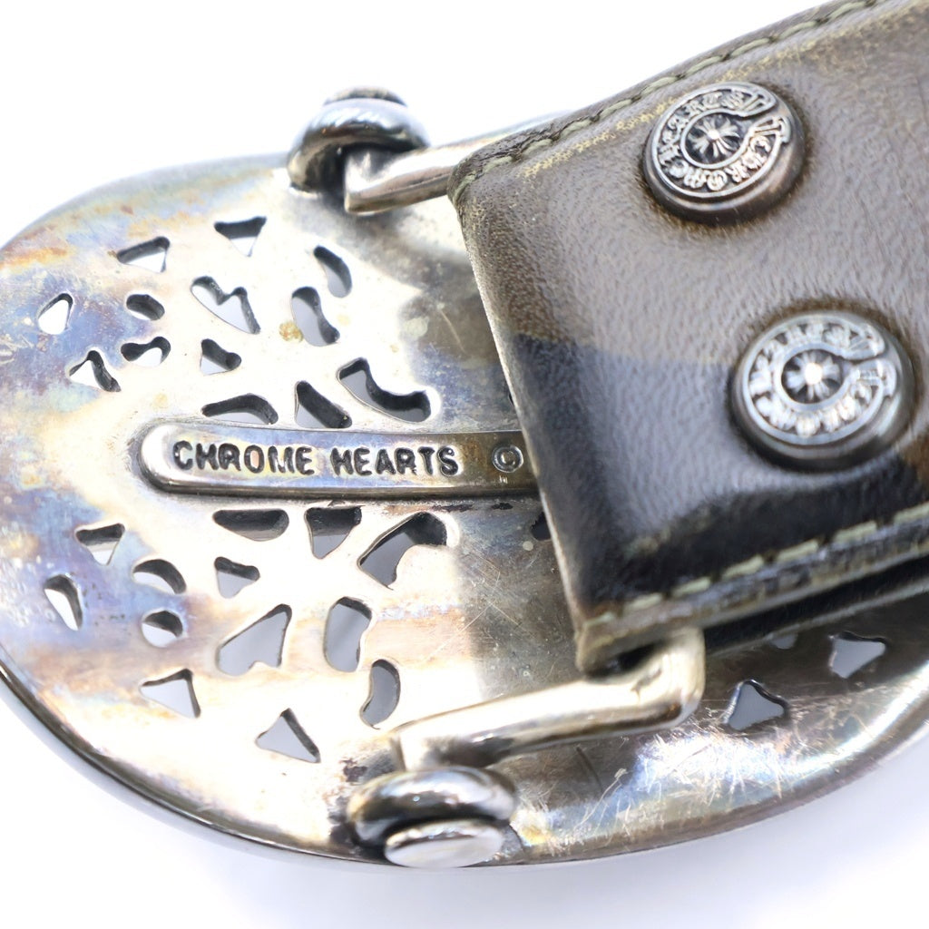 CHROME HEARTS(クロムハーツ) OVAL CROSS STRAP1.5クラシックオーバルクロスバックル タンクカモストラップ レザーベルト シルバー/カモフラージュ