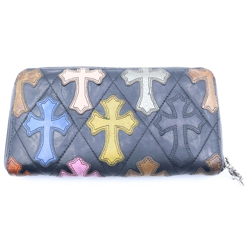 CHROME HEARTS(クロムハーツ) REC F ZIP QUILTED マルチセメタリークロスキルティングレザーウォレット財布 マルチ/ブラック