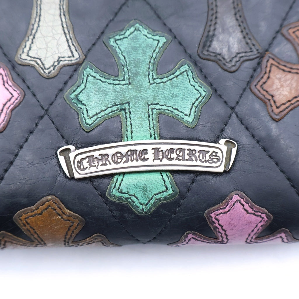 CHROME HEARTS(クロムハーツ) REC F ZIP QUILTED マルチセメタリークロスキルティングレザーウォレット財布 マルチ/ブラック