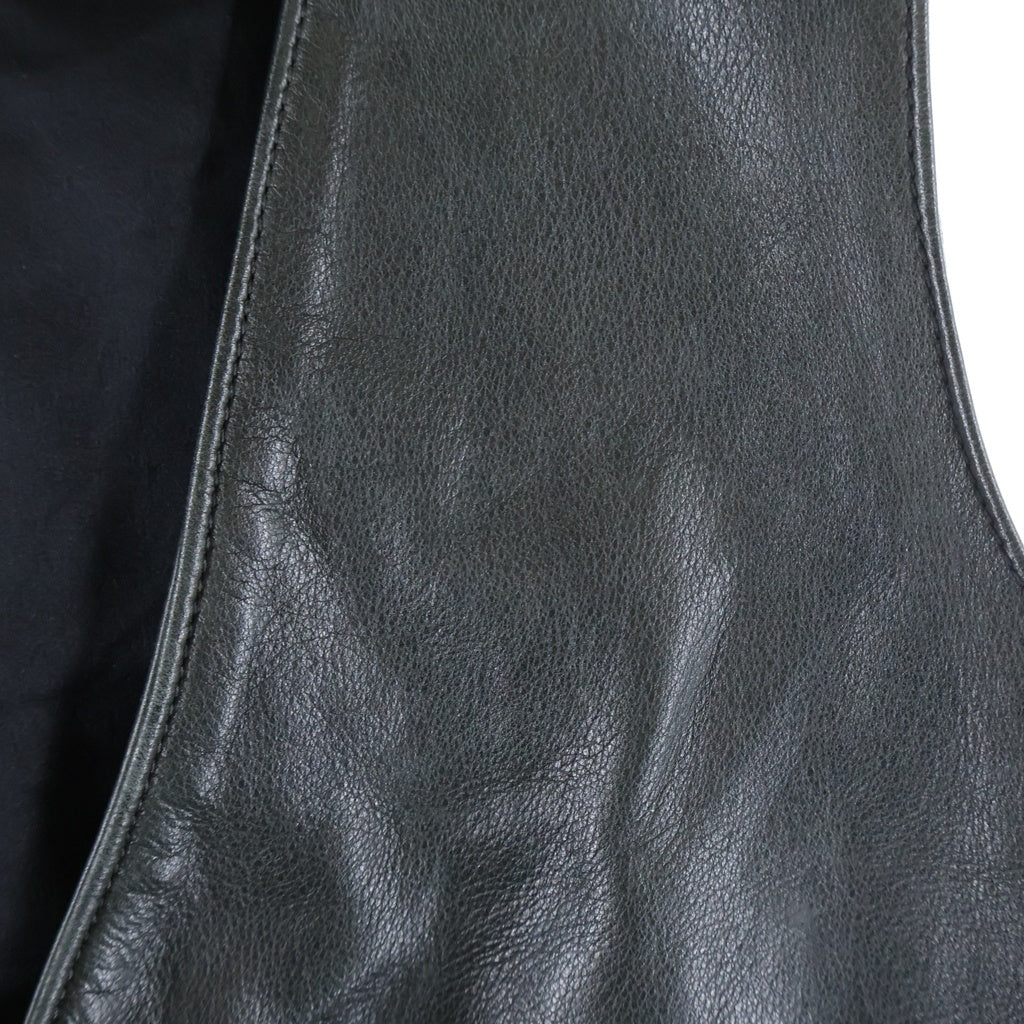 CHROME HEARTS(クロムハーツ) ZIP FRNT VEST BSフレア装飾ジップアップレザーベスト ブラック